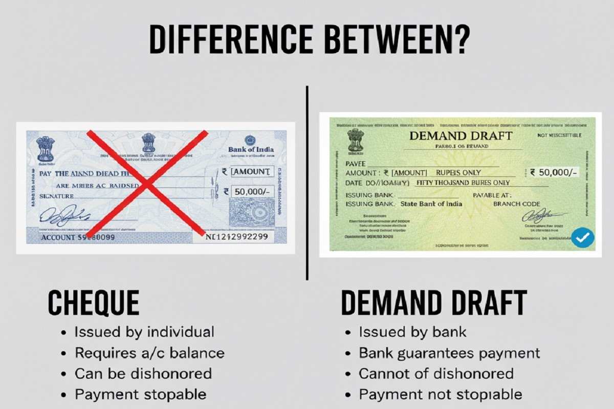 Difference Between a Cheque and a Demand Draft